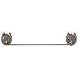 Western Horse Shoe Bathroom Towel Bar Holder Rack, Rustic Brown Cast Iron, Wall Mounted, 24/27-inch