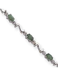 14k Gold White Gold Completed S-Link Diamond/Emerald Bracelet