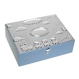 Silver Plated Baby Boy's Large Keepsakes Box in Blue