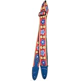 Jodi Head Red/Blue Floral Woven Jaquard Pattern with Buckle Guitar Strap
