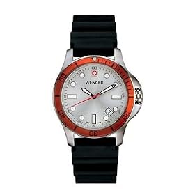 WENGER Mens Watch 72323 Swiss Quartz Movement Mineral Crystal Black Leather Strap Unidirectional New