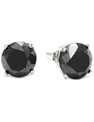 4 CT Black Diamond Stud Earrings 14k White Gold