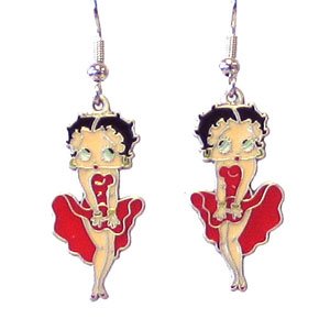 Click here to buy Betty Boop Dangle Earrings - Betty in Red Dress - Dangle Earrings.