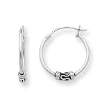 Antiqued, Silver Hoop Earrings - 20mm (3/4")