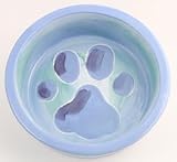 Melia Blue Watercolor Paw Design Ceramic Dog Bowl-LARGE