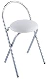 Produkt-Bild: WENKO 16633100 Badhocker Salerno - klappbar, Soft-Sitz, Lehne, Chrom, 38 x 63 x 43 cm, wei&szlig;