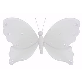 10 White Jewel Butterfly nylon hanging ceiling wall baby nursery room wedding decor... by Bugs-n-Blooms