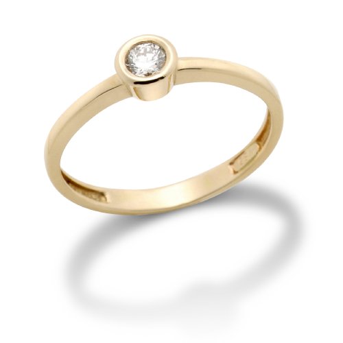 Miore 14ct/585 Gelbgold Solitaire Damenring Gr&ouml;&szlig;e 52 mit Brillant ca.0,17ct MA73RYM Preisvergleich