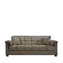 Handy Living CAC4-S1-AAA63 050 Living Room Convert-A-Couch Microfiber Sleeper Sofa With Pillow Top Arms, Sage With 2 Decorative Decorative Throw Pillows