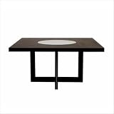 Diamond Sofa 60-Inch Square Dining Table with Crackled Glass Lazy Susan