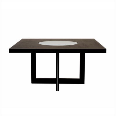 Diamond Sofa 60-Inch Square Dining Table with Crackled Glass Lazy Susan