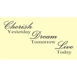 CHERISH YESTERDAY DREAM TOMORROW LIVE TODAY Vinyl wall art Inspirational quot...