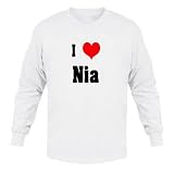 I Love/Heart Nia Adult Long Sleeve T-Shirt WHITE LARGE