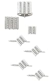 Solid 14k White Gold and Diamond Lined Cufflinks, Tie Tac and Stud Set
