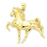 14k Solid Polished Open-Backed Horse Pendant