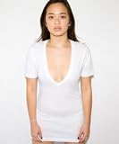 American Apparel 6456 Unisex Short-Sleeve Deep V-Neck T-Shirt - White XXS
