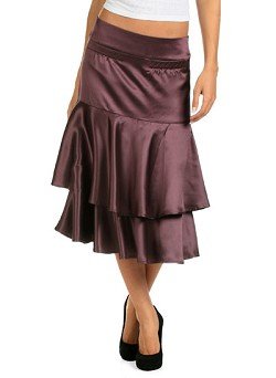 Silk Satin Tiered Skirt