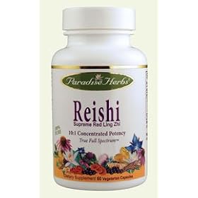 Paradise Herbs Red Ling Zhi Reishi Mushroom Extract 10:1 Concentrate, 60 count