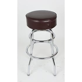 Brown Leatherette Round Backless Swivel Bar Stool by Manhattan Modern
