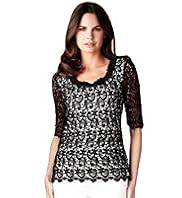 Per Una Monochrome Crochet Top