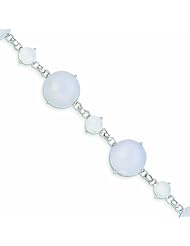 Genuine .925 Sterling Silver Blue Chacedony Circle Bracelet 5.6 Grams . 100% Satisfaction Guaranteed.