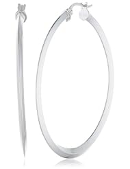 Sterling Silver Knife-Edge Hoop Earrings (1.6" Diameter)