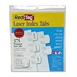 Redi-Tag 39017 Printable laser index tabs, self-stick plastic, 1-1/8 x 1-1/4, white, 375/pack
