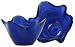 Colorful Recycled Art Glass Small Cobalt Blue Wave Rim Dip Bowl 6"D, 4"H - Set / 2