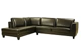 2pc Leather Sectional Sofa and Chaise Set in Dark Brown By Wholesale Interiors