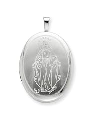 Silver 20mm Blessed Mother Mary Oval Locket