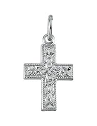 14K White Gold Small Cross Pendant