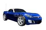 Wallmonkeys Peel and Stick Wall Decals - Blue Convertible Sports Car Roadster Isolated on a White. - Removable Graphic
