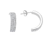 CleverEve's Sterling Silver 3 Row 20X3 Half-Way Hoop Earring