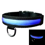 How's Your Dog 4-Mode Illuminated/Glowing Nighttime Safety Dog Collar - Blue, S (12-16)