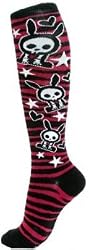Skelanimals Socks Jack the Bunny Pink and Black Socks