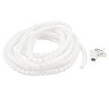 uxcell　スパイラルチューブ　ケーブルオーガナイザー　プラスチック　ホワイト　 101g　5m　柔軟　１本入り