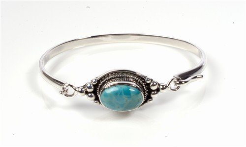 STERLING SILVER BANGLE BRACELET with Turquoise