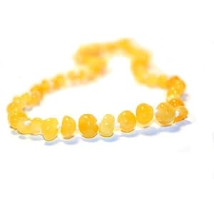 The Art of CureTM *SAFETY KNOTTED* Butter w/white flecks - (Unisex) - Certified Baltic Amber Baby Teething Necklace Highest Quality Guaranteed- Anti Inflammatory, Drooling & Teething Pain. Easy to Fastens with a Twist-in Screw Clasp Mothers Approved Remedies!