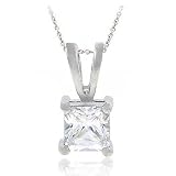 Sterling Silver Simulated Diamond cz stone Square Pendant