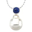 14K White Gold Paspaley South Sea Cultured Pearl and Lapis Lazuli Pendant - 12.00mm