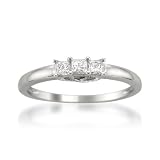 14k White Gold Princess-cut 3-Stone Diamond Engagement Wedding Ring (1/4 cttw, H-I, I1)