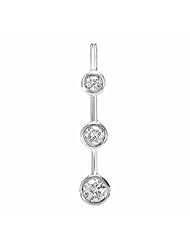0.28 Carat (ctw) 14k White Gold Round Diamond Ladies 3 Stone Pendant
