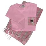 Women's pink plaid PJ's Boston Terrier
