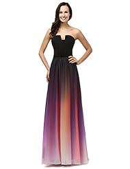 Apparel: Livresse Womens Ombre Colorful Chiffon Sweetheart Long Evening Dress 4