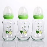 Momo Baby 5oz Glass Feeding Bottle 3-Pack Green