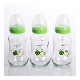 Momo Baby 5oz Glass Feeding Bottle 3-Pack Green