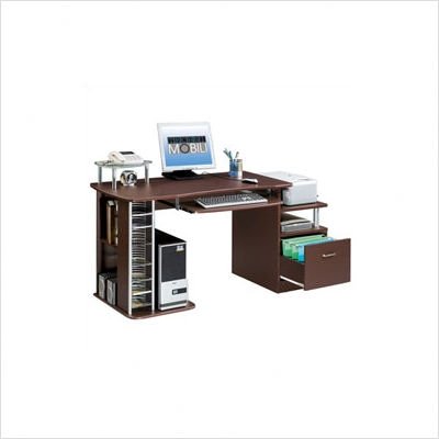 TECHNI MOBILI Winchester Wood Computer Work Station in Mahogany