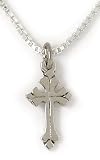 Sterling Silver Small Budding Cross Pendant by Bob Siemon, 18"