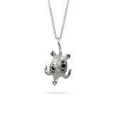 Eve's Addiction Swimming Sterling Silver Sea Turtle Pendant