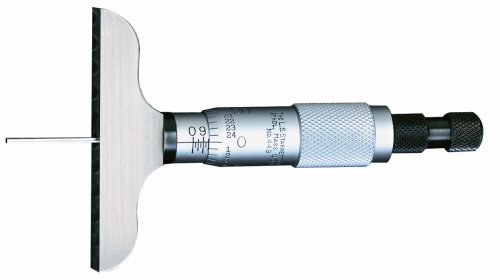 Starrett 449BZ-6R 0-Inch to 6-Inch 001-Inch Graduation 4-Inch Base Micrometer Depth Gage with Non-Rotating Blade and Case